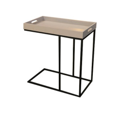 Table de coin en bois et métal beige - 63x36x66 cm 