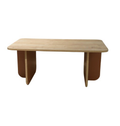 Table à café KAIA , plateau chêne / pieds coloris terracotta– 90 x 56 x 42 cm 