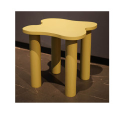 Table de coin en bois jaune vert – 40 x 39 x 40 cm