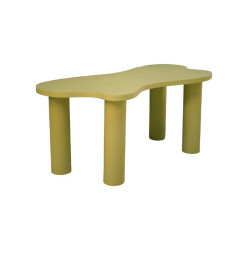 Table basse en bois jaune vert – 80 x 38,5 x 35 cm 