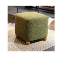 Pouf carré en tissu texturé vert – 38 x 38 x 38 cm