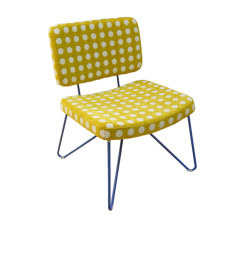 Chaise tissu jaune à pois blancs - 58x63x78 cm
