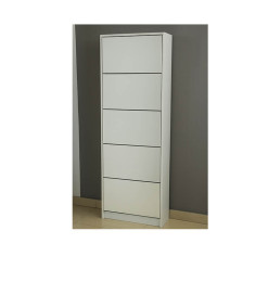Meuble à chaussures blanc avec miroir – 63 x 23,5 x 185 cm (à fixer au mur)
