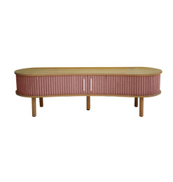 Meuble tv en bois naturel et vieux rose, 140x46x41 cm