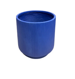 Pot de fleur en fibre d'argile bleu strié, 8.5kg, 45X45X45 cm