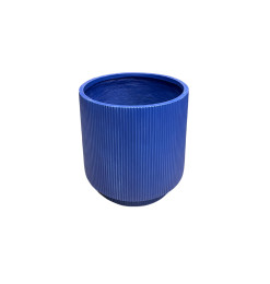 Pot de fleur en fibre d'argile bleu strié, 4.5kg, 30X30X30 cm