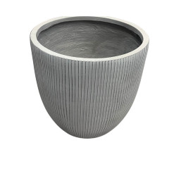 Pot de fleur en fibre d'argile gris strié, 10kg, 50X50X47 cm