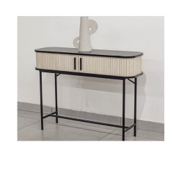 Console en bois clair et métal noir – 100 x 30 x 75 cm