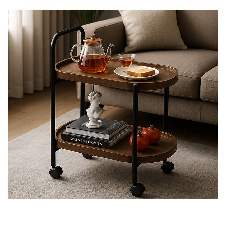 Desserte 2 niveaux en bois noyer avec roues – 60x40x83 cm | Poufs, tabourets & tables , Dakar, Sénégal