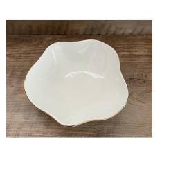 Bol 16,5 cm en porcelaine blanche forme lotus bordure dorée | Vaisselle en porcelaine blanche | 3 300 CFA , dakar, Sénégal