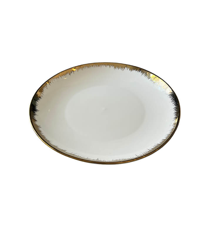 Plat de présentation en porcelaine blanche et bordure dorée – 35 cm  | Vaisselle en porcelaine blanche | 5 000 CFA , dakar, S...