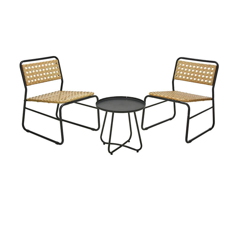 Set bistro 2 chaises + table en acier noir et rotin naturel | 154 500 CFA , Dakar