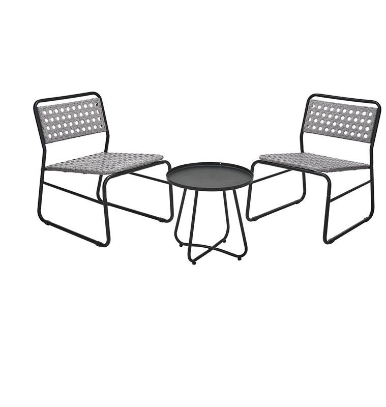 Set bistro 2 chaises + table en acier noir et rotin gris | Chaises, fauteuils & banquettes | 154 500 CFA , dakar, Sénégal