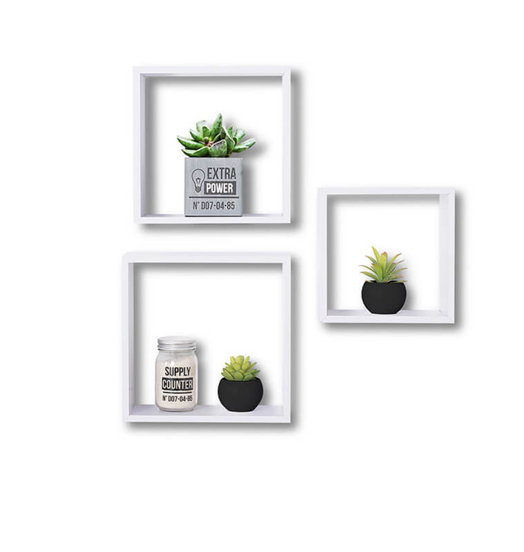 Étagère murale cube blanche "Fixy" en bois MDF - Lot de 3 | Etagères murales , Dakar, Sénégal