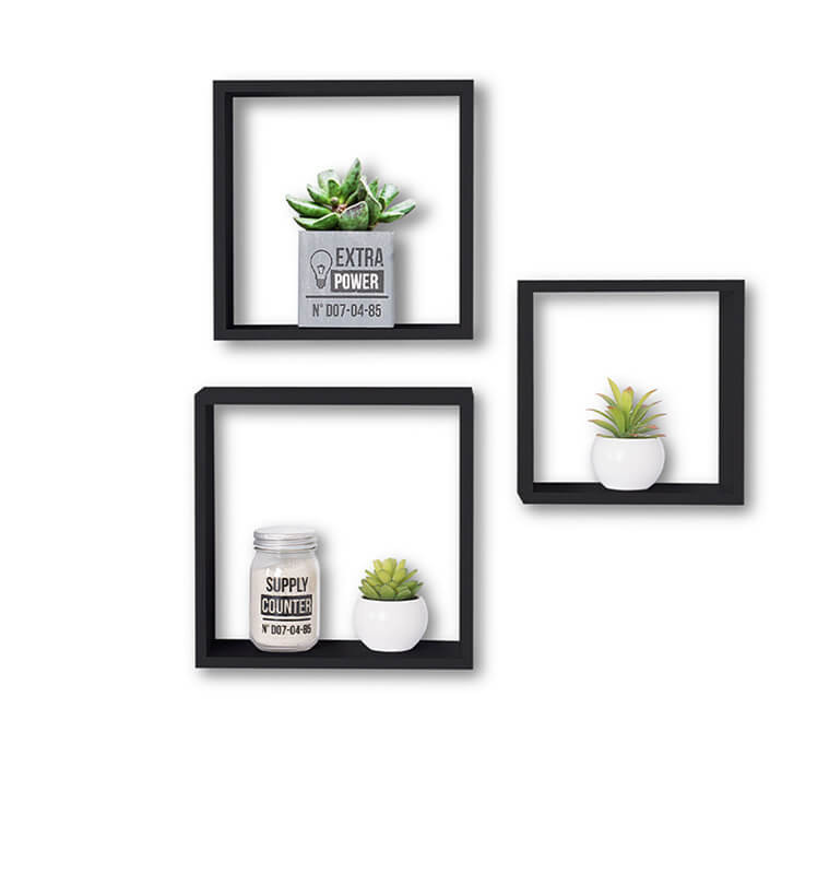 Étagère murale cube noire "Fixy" en bois MDF - Lot de 3 | Etagères murales , Dakar, Sénégal