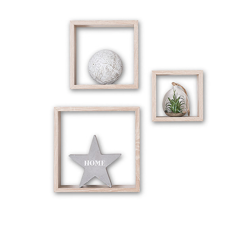 Étagère murale cube chêne naturel "Fixy" en bois MDF - Lot de 3 | Etagères murales , Dakar, Sénégal