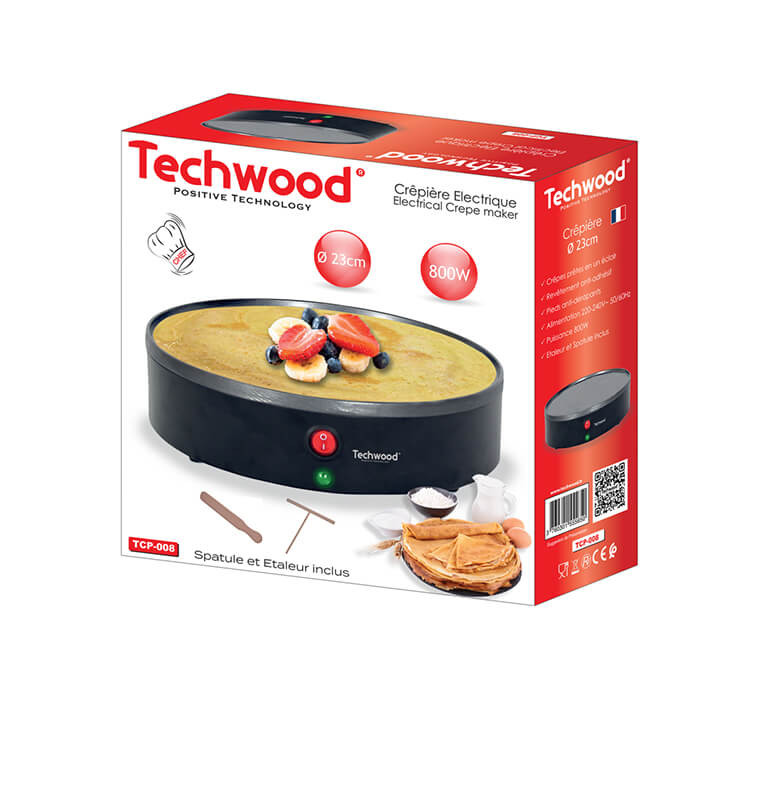 Crêpière électrique 23 cm, 800W, Noir - Techwood  | Machines festives | 19 500 CFA , dakar, Sénégal