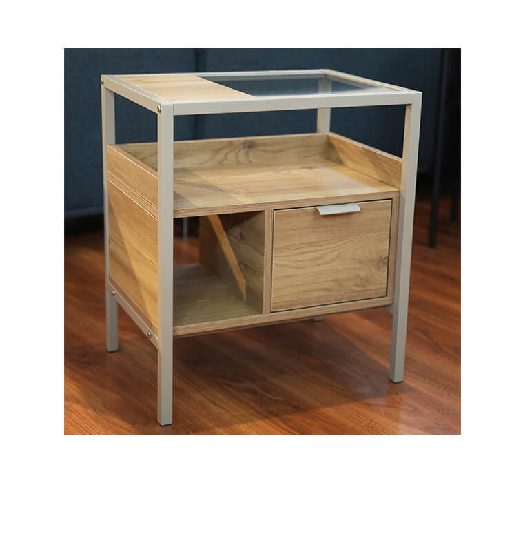 Table d’appoint métal taupe et bois, 48x35x55 cm | 55 000 CFA | à Dakar