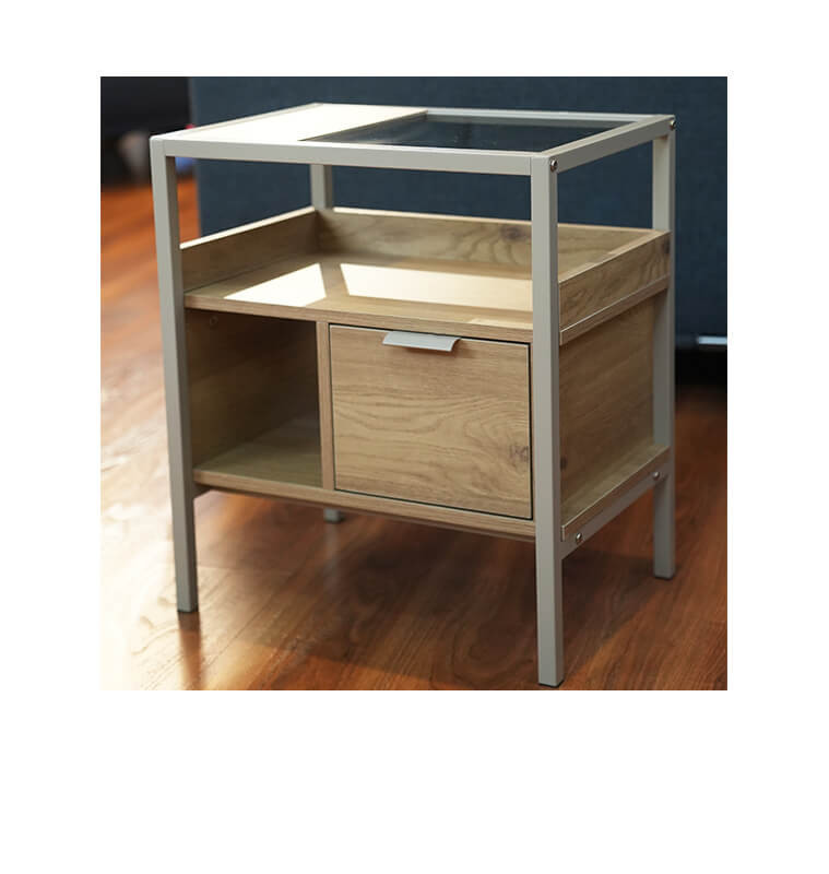 Table d’appoint métal taupe et bois, 48x35x55 cm | 55 000 CFA | à Dakar