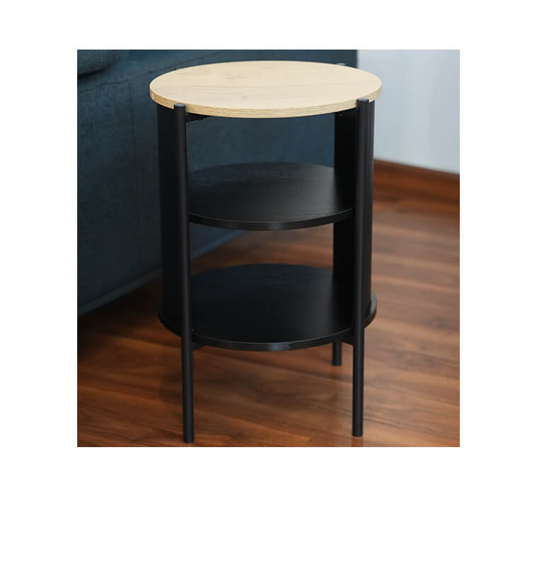 Table d’appoint ronde bois clair et métal - 44x44x60 cm | 39 000 CFA | à Dakar