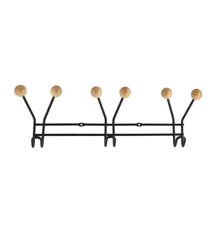 Patère murale 6 crochets en métal noir et embouts bois | Cintres & patères | 4 500 CFA , dakar, Sénégal