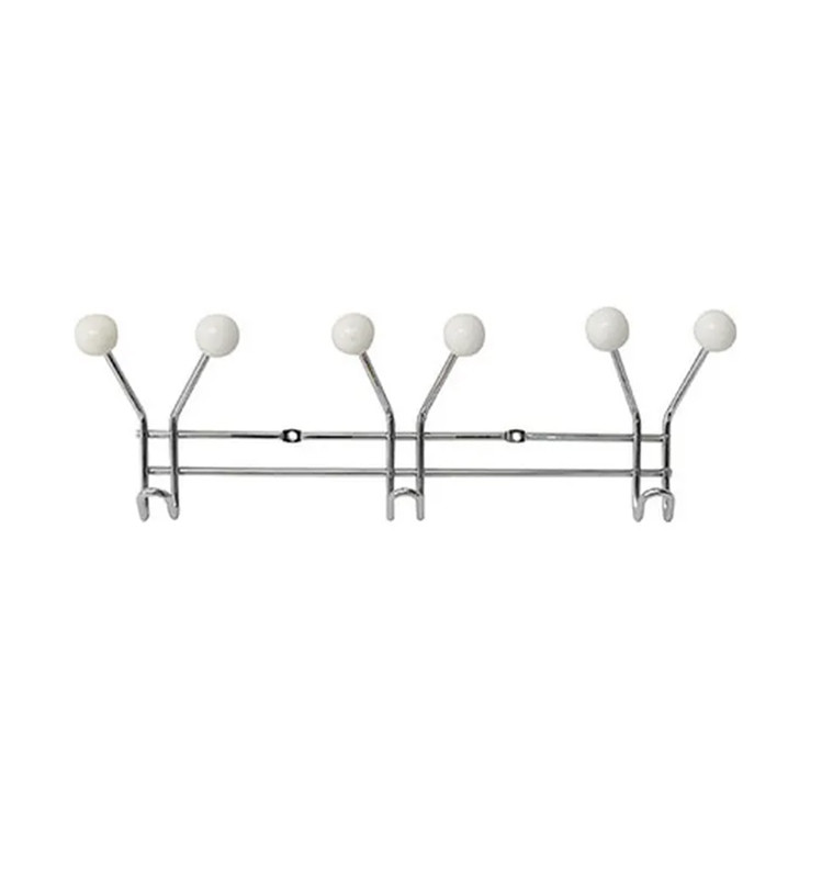 Patère murale 6 crochets en métal chromé et décor résine blanche | Cintres & patères | 4 500 CFA , dakar, Sénégal