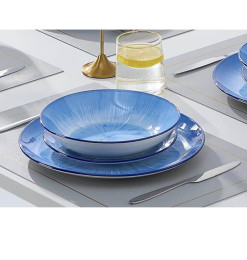 Coffret assiettes en grès bleu - 18 Pcs | Assiettes & coffrets d'assiettes | 21 500 CFA , dakar, Sénégal