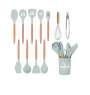 Ustensiles de cuisine en silicone vert et bambou avec support - 11 Pcs | Ustensiles de cuisine | 7 100 CFA , dakar, Sénégal