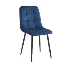 Chaise en velours bleu matelassé et pieds noirs métal – 56x44x86,5 cm | 34 000 CFA | à Dakar