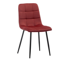 Chaise en velours bordeaux matelassé et pieds noirs métal – 56x44x86,5 cm | 34 000 CFA | à Dakar