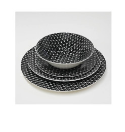 Coffret assiettes en céramique triangle noir et blanc - 24 Pcs | Assiettes & coffrets d'assiettes | 25 500 CFA , dakar, Sénégal