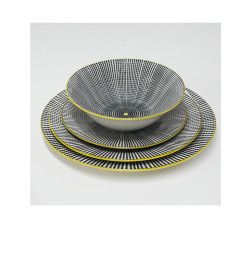 Coffret assiettes en céramique blanc point noir - 24 Pcs | Assiettes & coffrets d'assiettes | 25 500 CFA , dakar, Sénégal