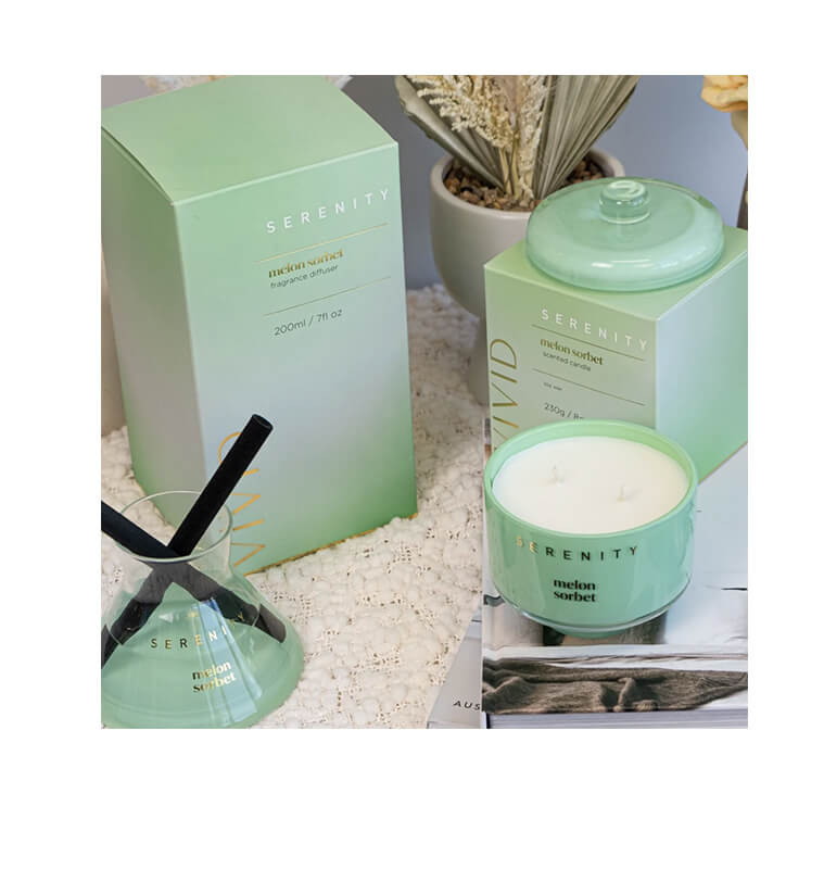 Bougie parfumée Serenity, senteur Sorbet Melon, 230g dans pot en verre | Bougies & senteurs , Dakar, Sénégal