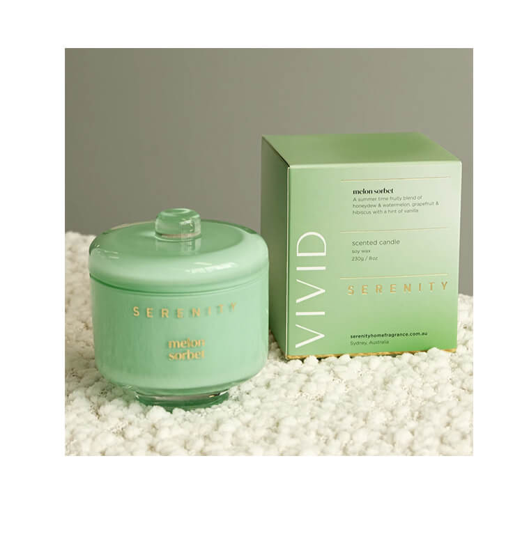Bougie parfumée Serenity, senteur Sorbet Melon, 230g dans pot en verre | Bougies & senteurs , Dakar, Sénégal