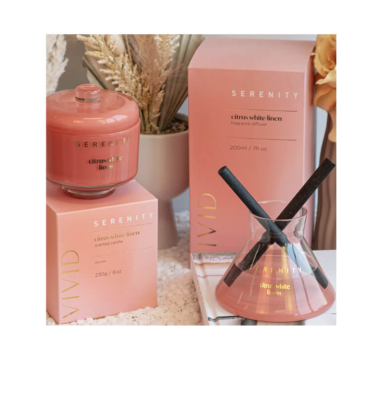 Bougie parfumée Serenity, senteur Lin Blanc et Agrumes, 230g dans pot en verre | Bougies & senteurs , Dakar, Sénégal