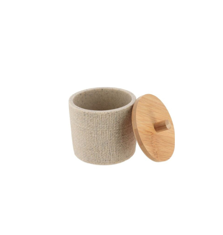 Boîte à coton ronde en polyrésine effet maille naturel et bambou | Boîtes à coton & à mouchoirs , Dakar, Sénégal