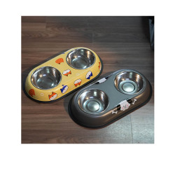 Gamelle double 21cm en plastique et inox à motif pour chien ou chat | Nourriture & soins | 3 600 CFA , dakar, Sénégal