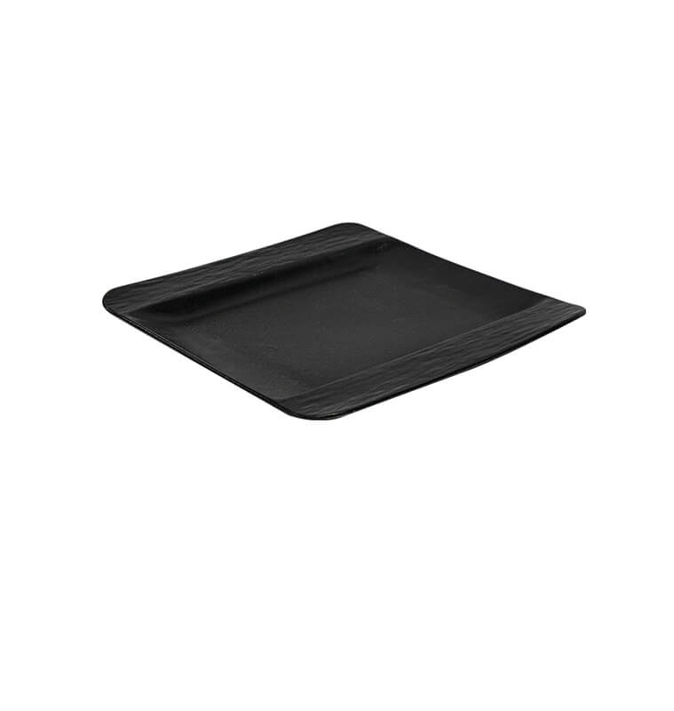 Assiette plate carrée 22,5 cm en céramique noire avec relief  | Assiettes & coffrets d'assiettes | 3 200 CFA , dakar, Sénégal