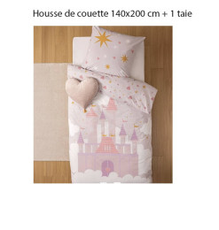 Parure de lit enfant en coton "Château", Housse de couette 140x200 cm + taie | Textile chambre enfant | 18 800 CFA , dakar, S...