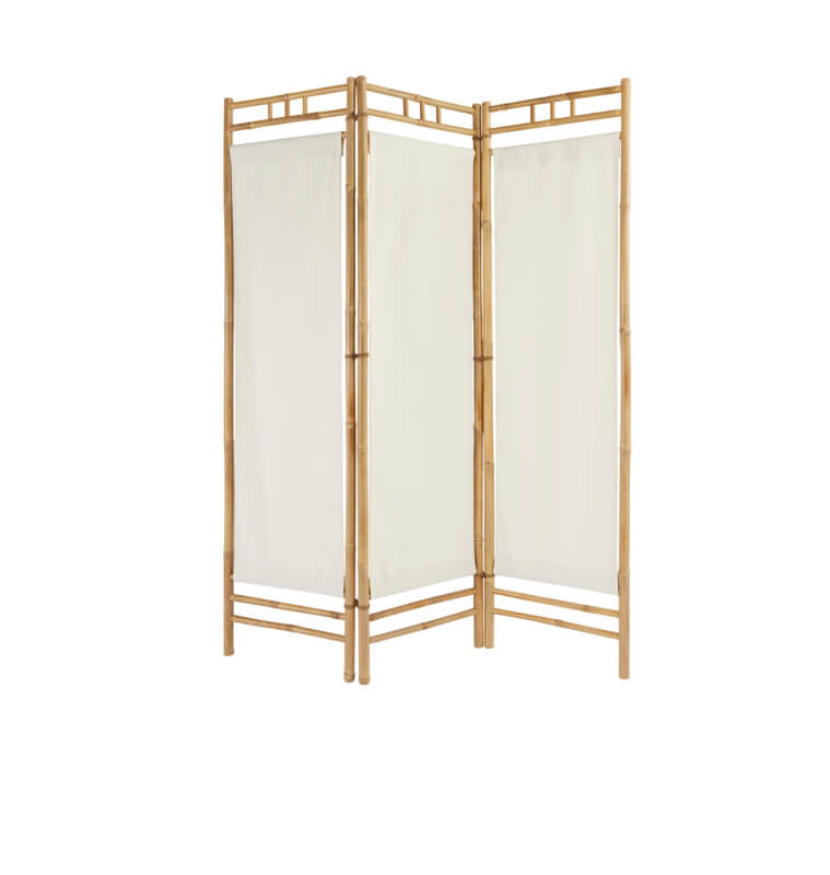Paravent pliable bambou et 3 panneaux en tissu blanc | Déco divers , Dakar, Sénégal