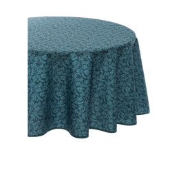 Nappe de table ronde anti-tache imprimée "Feuilles", bleu canard, 180 cm | Nappes & serviettes de table | 9 500 CFA , dakar, ...