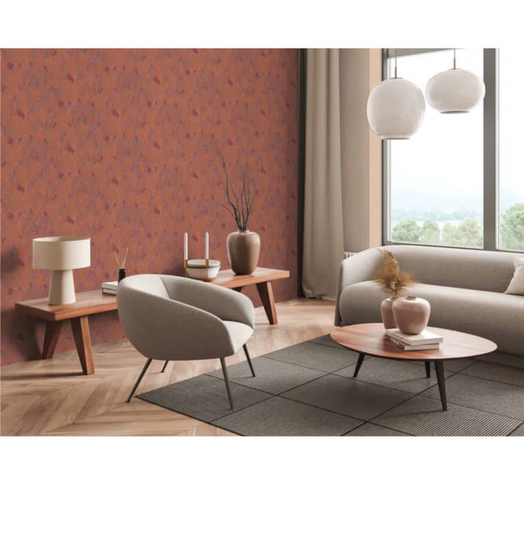 Papier peint "Daniel Hechter", motif floral, rouge orange et violet, L:10,05m x l:53 cm | Papiers peints , Dakar, Sénégal