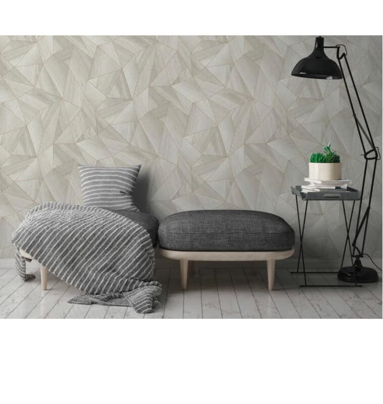 Papier peint effet bois moderne avec accents métalliques gris et or, L:10,05m x l:53 cm | Papiers peints , Dakar, Sénégal