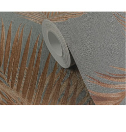 Papier peint intissé motif de palmiers, gris, rouille et métallique, L:10,05m x l:53 cm | Papiers peints , Dakar, Sénégal