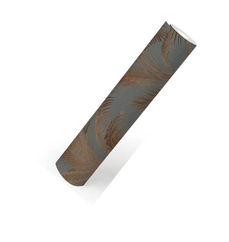 Papier peint intissé motif de palmiers, gris, rouille et métallique, L:10,05m x l:53 cm | Papiers peints , Dakar, Sénégal