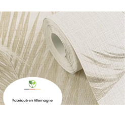 Papier peint intissé motif de palmiers crème et vert, L:10,05m x l:53 cm | Papiers peints , Dakar, Sénégal