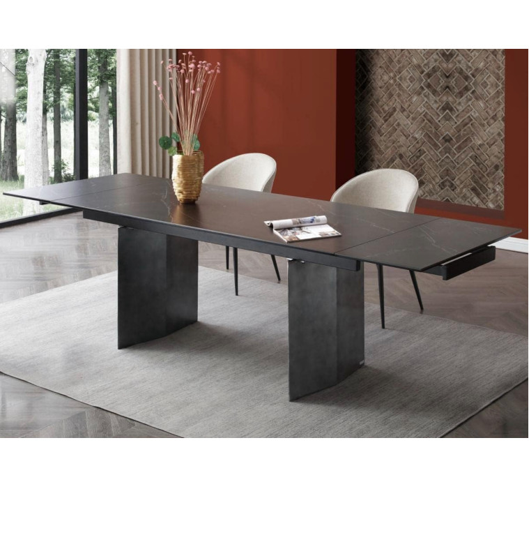 Table à manger extensible en céramique et en métal, 180/260x90x75cm | 890 000 CFA | à Dakar