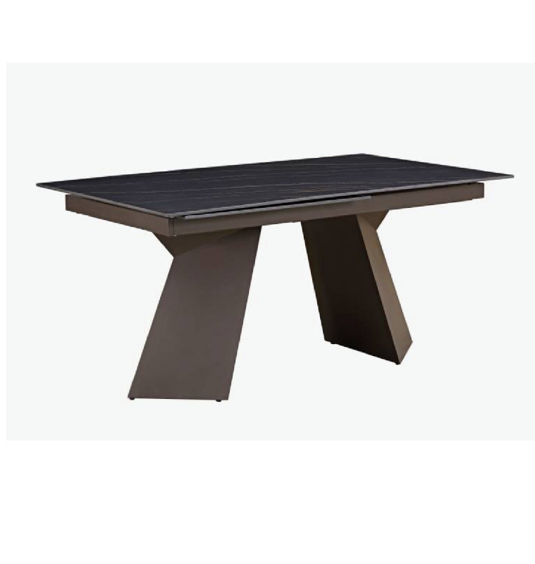 Table à manger extensible en céramique marbré marron et en métal, 160/240x90x75cm | 680 000 CFA | à Dakar