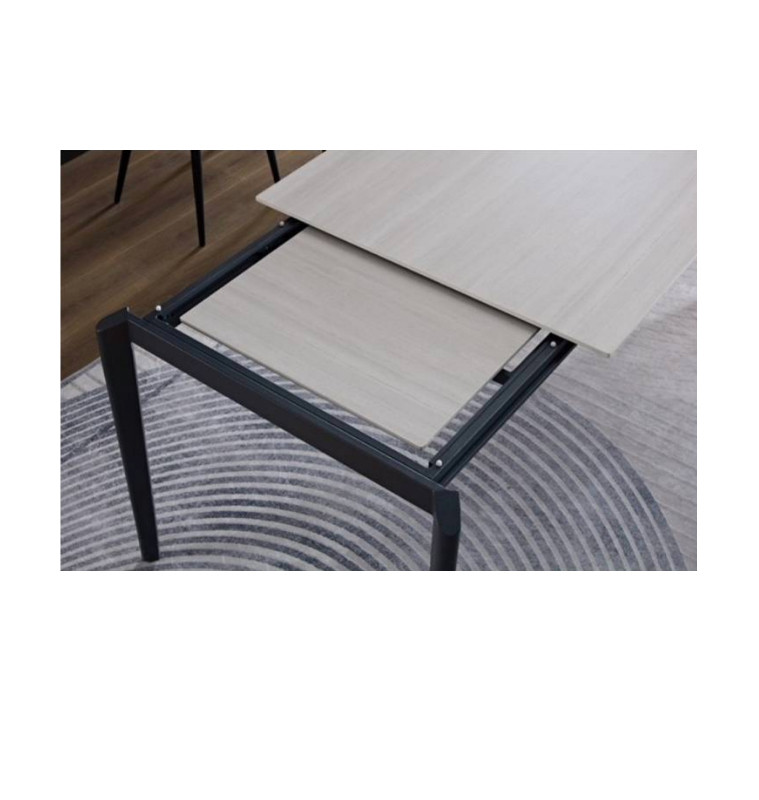 Table à manger extensible en céramique marbré blanc et en métal, 180/240x90x75cm | 460 000 CFA | à Dakar