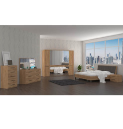 Chambre à coucher Olivia 180x200 cm, Commode, Armoire, 2 chev, Miroir, bois | 1 540 000 CFA | à Dakar